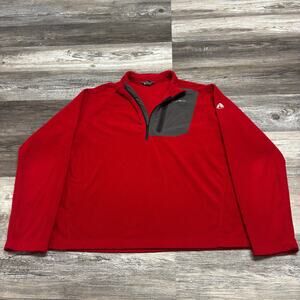 Eddie Bauer First Ascent Red Gray Men XL 1/4 Zip Pullover Fleece Jacket Gorpcore